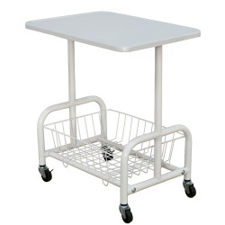 عربة تقديم سطح خشبي مع رف تخزين معدني