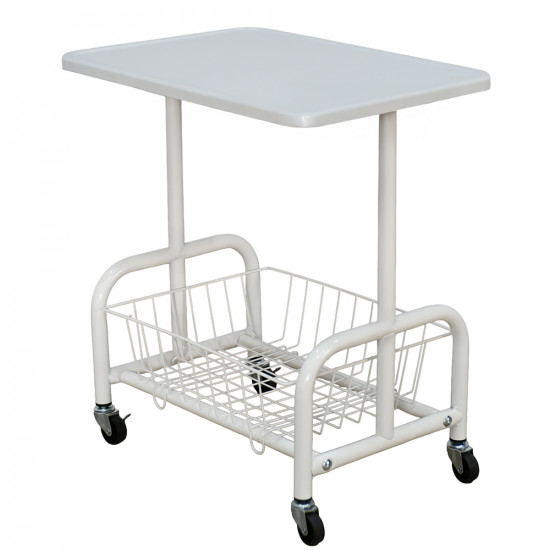 عربة تقديم سطح خشبي مع رف تخزين معدني