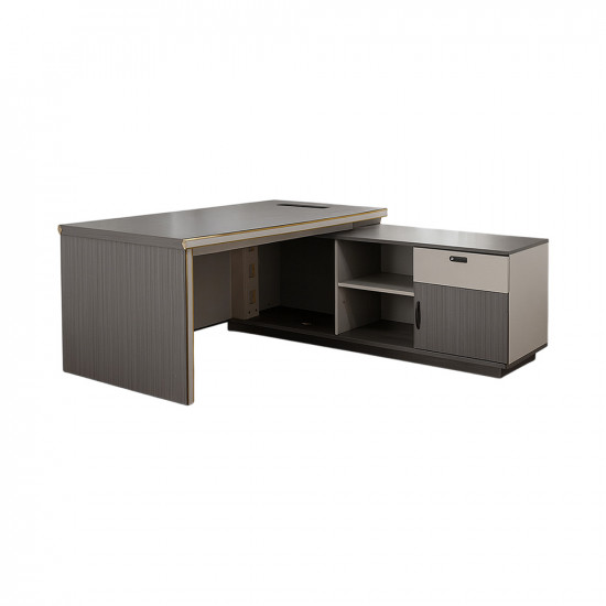 مكتب خشبي تنفيذي مع وحدة تخزين