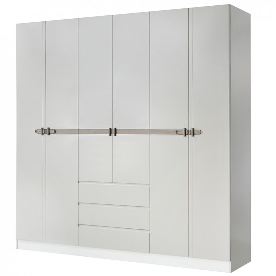 دولاب ملابس مودرن خشبي 6 باب رمادي فاتح