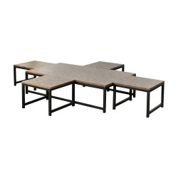 طقم طاولات خدمة 5 قطع خشبي بني