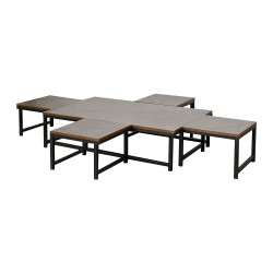 طقم طاولات خدمة 5 قطع خشبي بني غامق