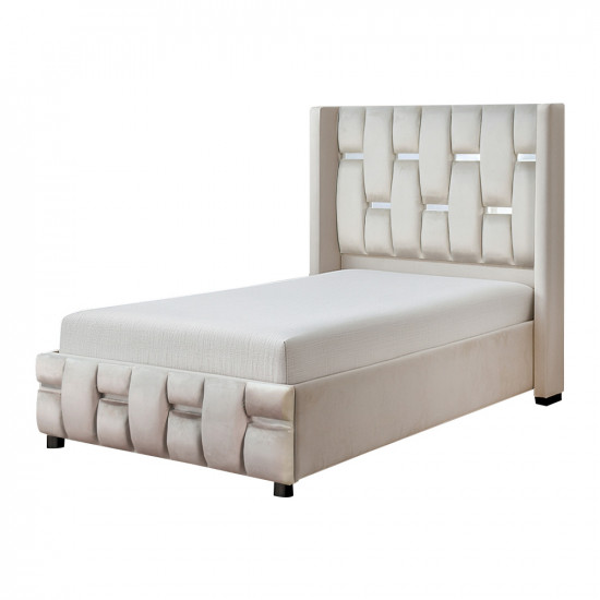 سرير خشبي بتنجيد مخملي عصري 120×200سم