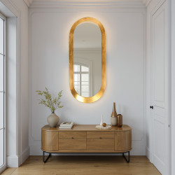 مرآة حائط اطار نحاسي 47×110 سم مرآة حائط اطار نحاسي 47×110 سم