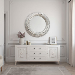 مرآة حائط اطار فضي مرآة حائط اطار فضي