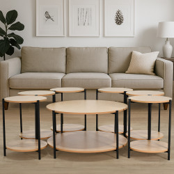 طقم طاولات خدمة 7 قطع 2 دور خشبي