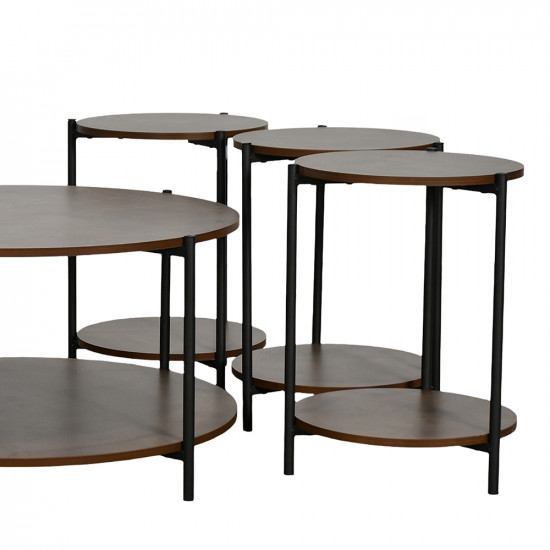 طقم طاولات خدمة 7 قطع 2 دور خشبي بني طقم طاولات خدمة 7 قطع 2 دور خشبي بني