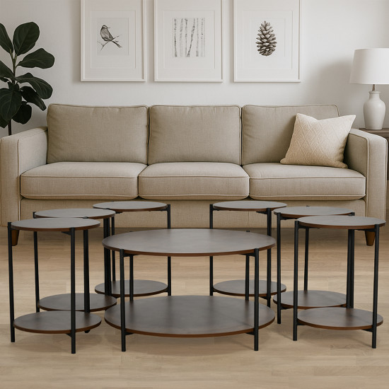 طقم طاولات خدمة 7 قطع 2 دور خشبي بني طقم طاولات خدمة 7 قطع 2 دور خشبي بني