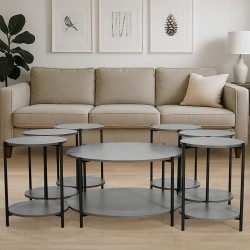 طقم طاولات خدمة 7 قطع 2 دور خشب رمادي غامق طقم طاولات خدمة 7 قطع 2 دور خشب رمادي غامق