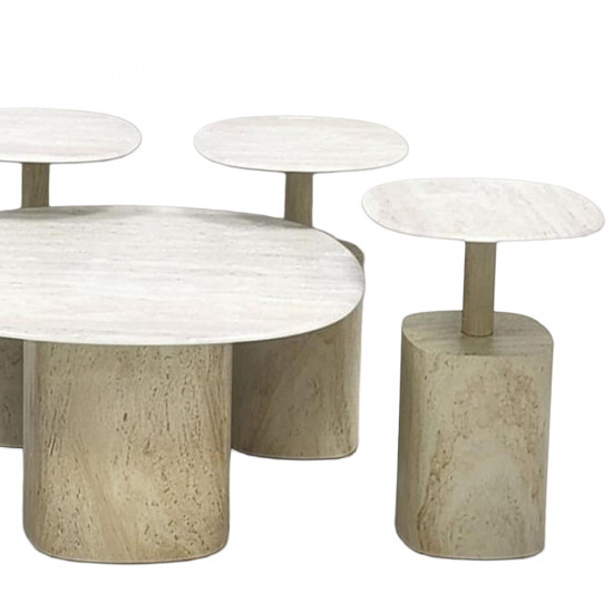 طقم طاولات خدمة 5 قطع معدني مع سطح سيراميك