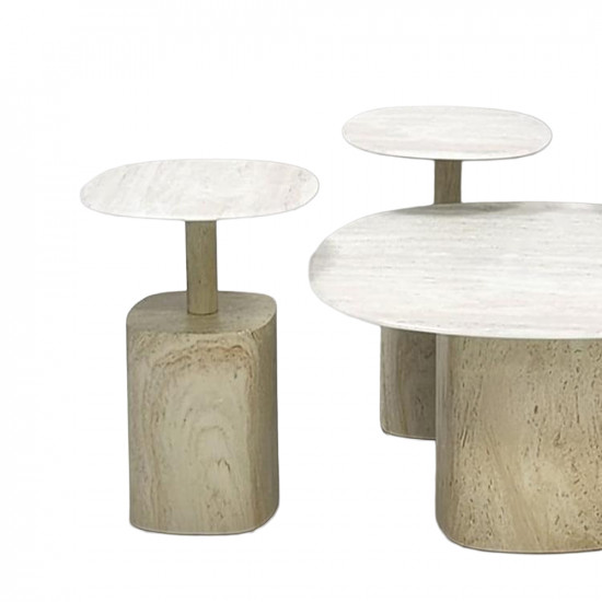 طقم طاولات خدمة 5 قطع معدني مع سطح سيراميك