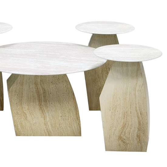 طقم طاولات خدمة 5 قطع معدني مع سطح سيراميك