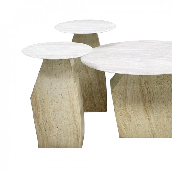 طقم طاولات خدمة 5 قطع معدني مع سطح سيراميك