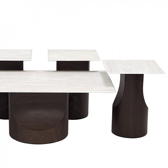 طقم طاولات خدمة 5 قطع معدني مع سطح سيراميك طقم طاولات خدمة 5 قطع معدني مع سطح سيراميك