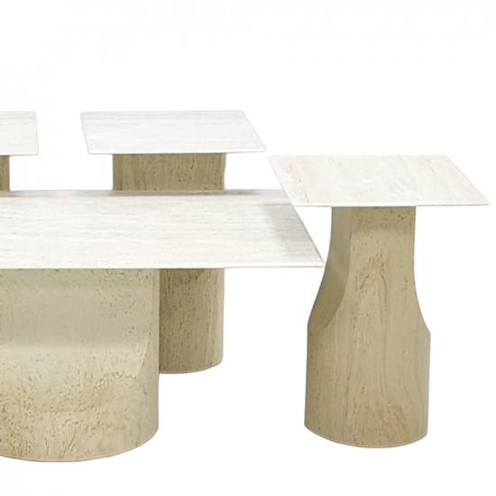 طقم طاولات خدمة 5 قطع معدني مع سطح سيراميك طقم طاولات خدمة 5 قطع معدني مع سطح سيراميك