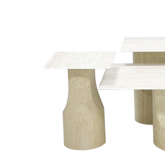 طقم طاولات خدمة 5 قطع معدني مع سطح سيراميك طقم طاولات خدمة 5 قطع معدني مع سطح سيراميك