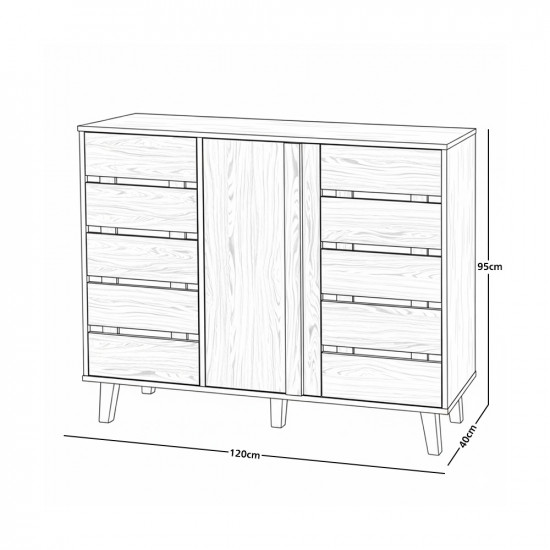 دولاب متعدد الاستخدام خشبي بني غامق 120 سم