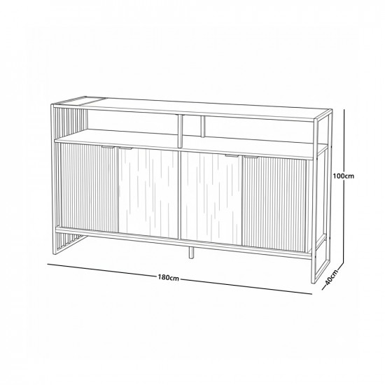 دولاب بوفيه مودرن خشب بإطار معدني دولاب بوفيه مودرن خشب بإطار معدني