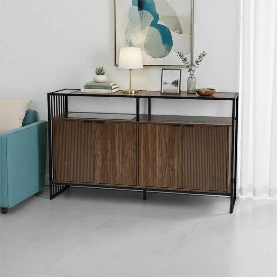 دولاب بوفيه مودرن خشب بإطار معدني دولاب بوفيه مودرن خشب بإطار معدني