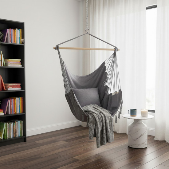 أرجوحة قماشية مع وسائد رمادي أرجوحة قماشية مع وسائد رمادي