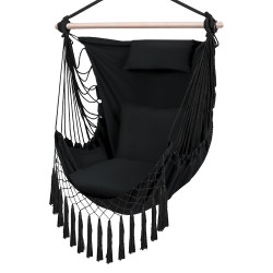 أرجوحة قماشية مع وسائد أسود