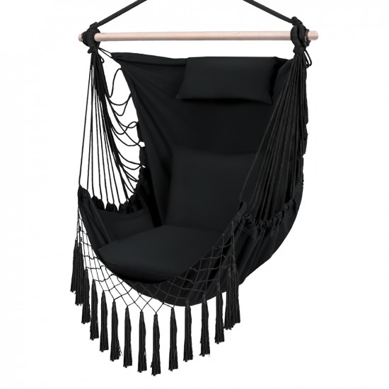 أرجوحة قماشية مع وسائد أسود أرجوحة قماشية مع وسائد أسود