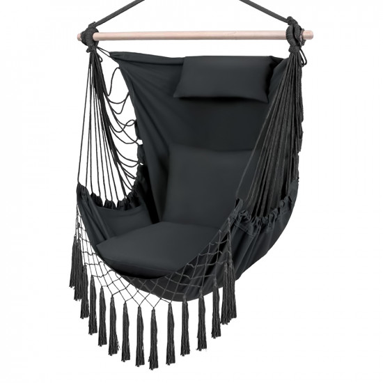 أرجوحة قماشية مع وسائد رمادي غامق