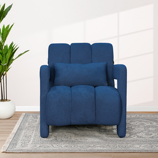 كرسي مفرد فخم مودرن مخمل أزرق