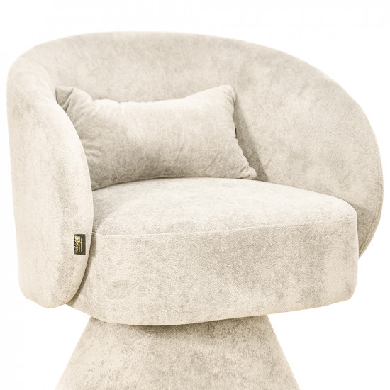 كرسي مفرد دوار فاخر قماشي بيج