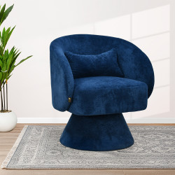 كرسي مفرد دوار فاخر قماشي أزرق كرسي مفرد دوار فاخر قماشي أزرق