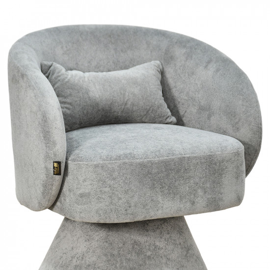 كرسي مفرد دوار فاخر قماشي رمادي