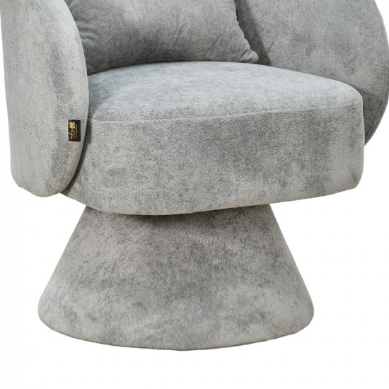 كرسي مفرد دوار فاخر قماشي رمادي