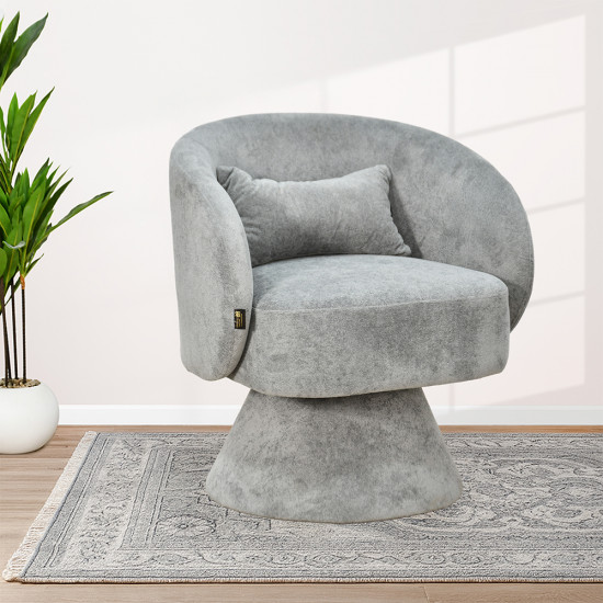 كرسي مفرد دوار فاخر قماشي رمادي