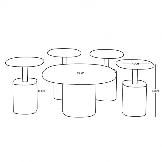 طقم طاولات خدمة 5 قطع معدني مع سطح سيراميك