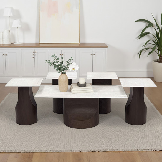 طقم طاولات خدمة 5 قطع معدني مع سطح سيراميك طقم طاولات خدمة 5 قطع معدني مع سطح سيراميك