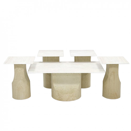 طقم طاولات خدمة 5 قطع معدني مع سطح سيراميك طقم طاولات خدمة 5 قطع معدني مع سطح سيراميك