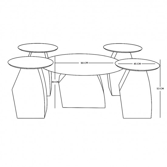 طقم طاولات خدمة 5 قطع معدني مع سطح سيراميك