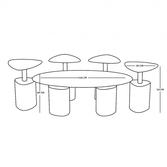 طقم طاولات خدمة 5 قطع معدني مع سطح سيراميك