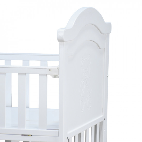 سرير أطفال خشبي بناموسية مع دور تخزين أبيض سرير أطفال خشبي بناموسية مع دور تخزين أبيض