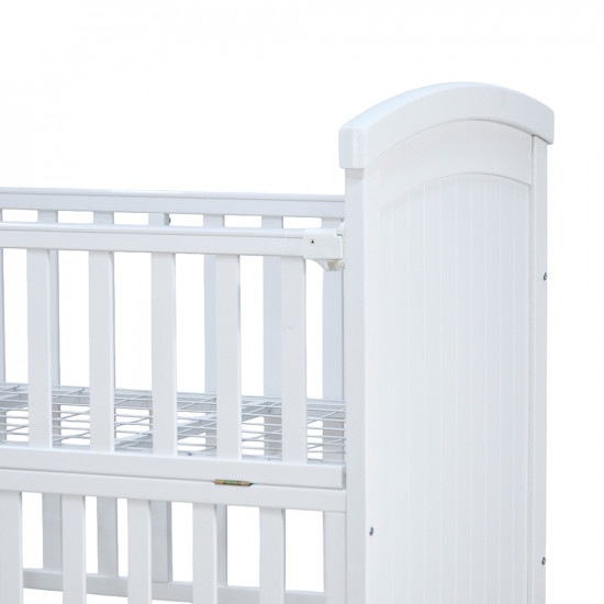 سرير أطفال خشبي بناموسية مع دور تخزين أبيض سرير أطفال خشبي بناموسية مع دور تخزين أبيض