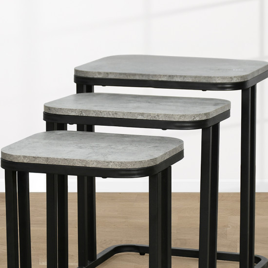 طقم طاولات خدمة 3 قطع خشبي رمادي طقم طاولات خدمة 3 قطع خشبي رمادي