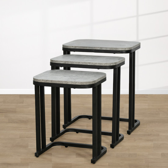 طقم طاولات خدمة 3 قطع خشبي رمادي طقم طاولات خدمة 3 قطع خشبي رمادي