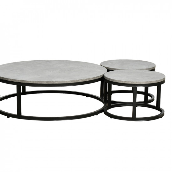 طقم طاولات خدمة دائرية 5 قطع خشبي رمادي طقم طاولات خدمة دائرية 5 قطع خشبي رمادي