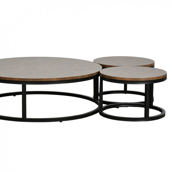 طقم طاولات خدمة دائرية 5 قطع خشبي بني 