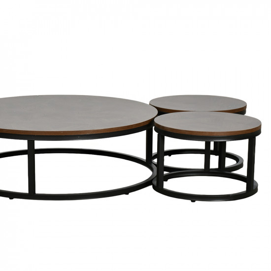 طقم طاولات خدمة دائرية 5 قطع خشبي بني غامق طقم طاولات خدمة دائرية 5 قطع خشبي بني غامق