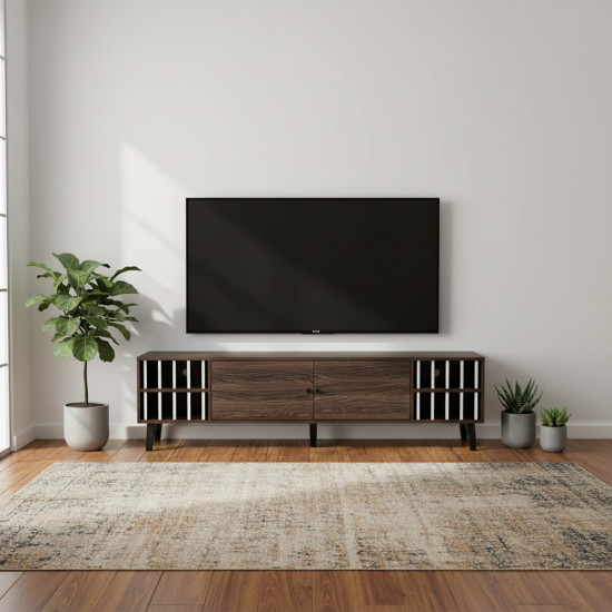وحدة تلفاز خشبية مودرن بني 180 سم