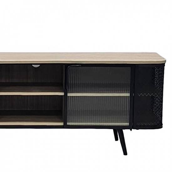 وحدة تلفاز مودرن خشب بأبواب زجاجية 160 سم