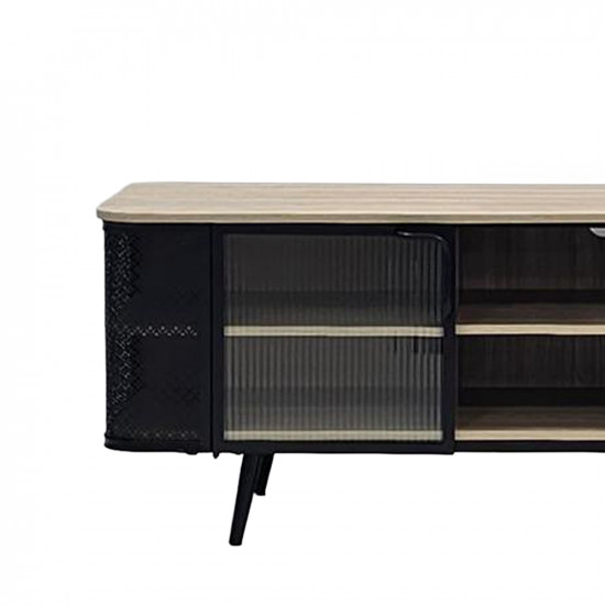 وحدة تلفاز مودرن خشب بأبواب زجاجية 160 سم