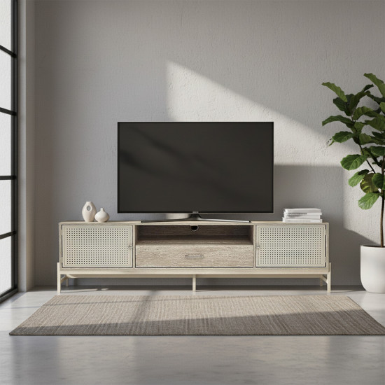 وحدة تلفاز خشبية مودرن بيج 180 سم