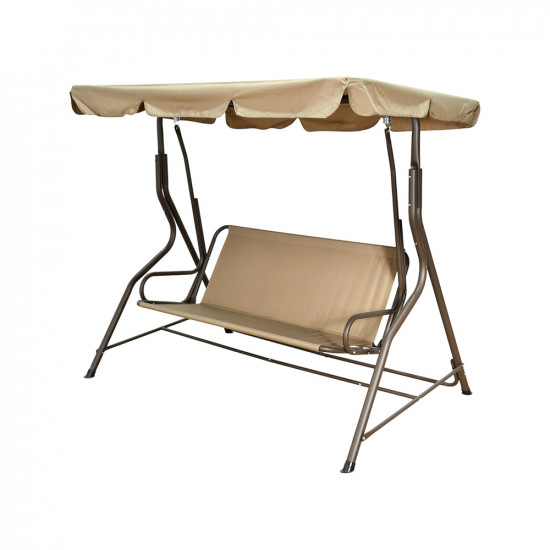 كنبة أرجوحة استرخاء قماش مع مظلة بيج